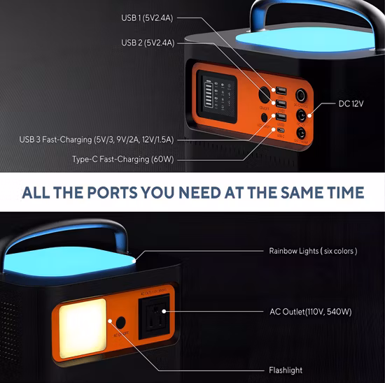 300W Energy System Power Station LiFePO4 Battery Solar Generator Portable Power Station